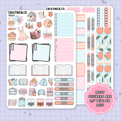 Sweet as a Peach Hobonichi Cousin Weekly Planner Kit - 1.3" Stickers - HB661