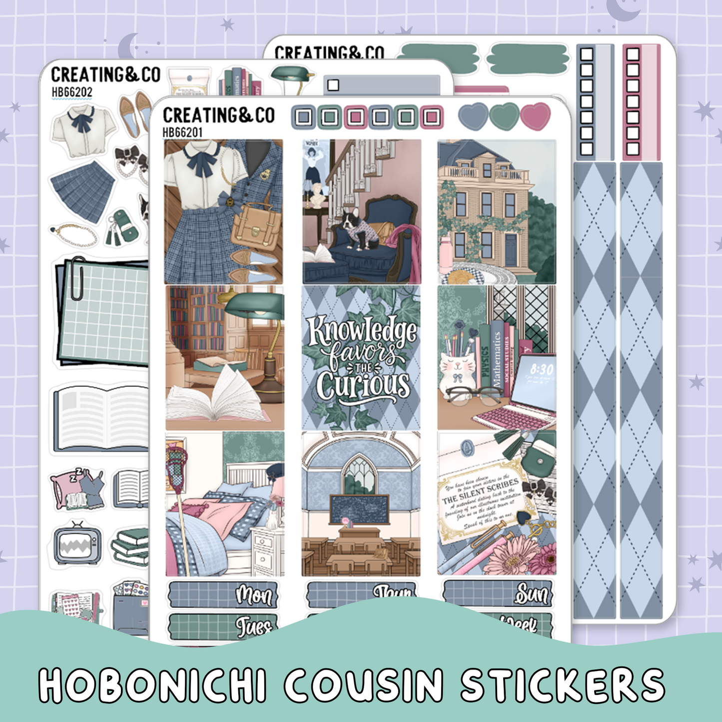 Curious Academia Hobonichi Cousin Weekly Planner Kit - 1.3" Stickers - HB662