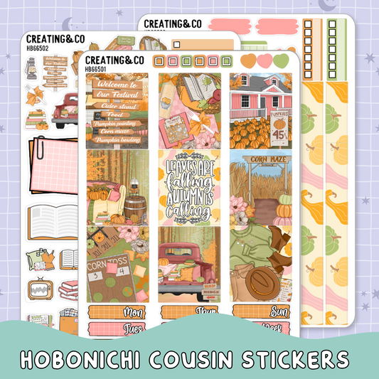 Fall Festival  Hobonichi Cousin Weekly Planner Kit - 1.3" Stickers - HB665