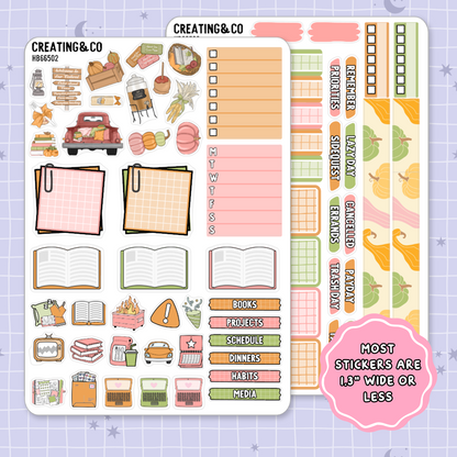 Fall Festival  Hobonichi Cousin Weekly Planner Kit - 1.3" Stickers - HB665