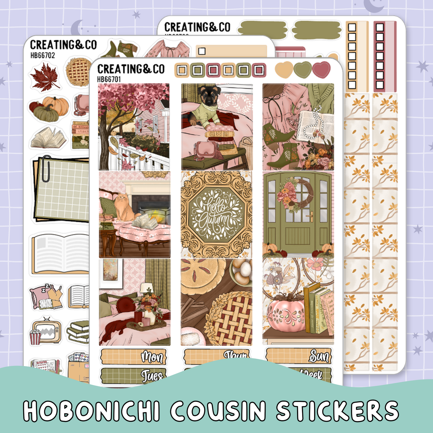 Hello Autumn Hobonichi Cousin Weekly Planner Kit - 1.3" Stickers - HB667