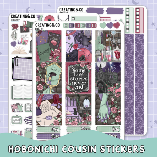 Gothic Romance Hobonichi Cousin Weekly Planner Kit - 1.3" Stickers - HB671