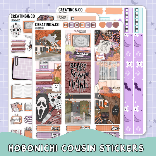 Scary Night Horror Hobonichi Cousin Weekly Planner Kit - 1.3" Stickers - HB672