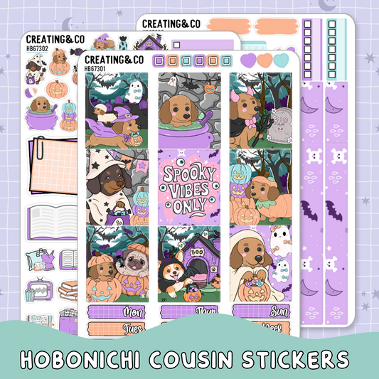 Spooky Vibes Hobonichi Cousin Weekly Planner Kit - 1.3" Stickers - HB673