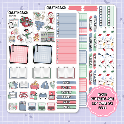 Holiday Sleigh Ride Hobonichi Cousin Weekly Planner Kit - 1.3" Stickers - HB675