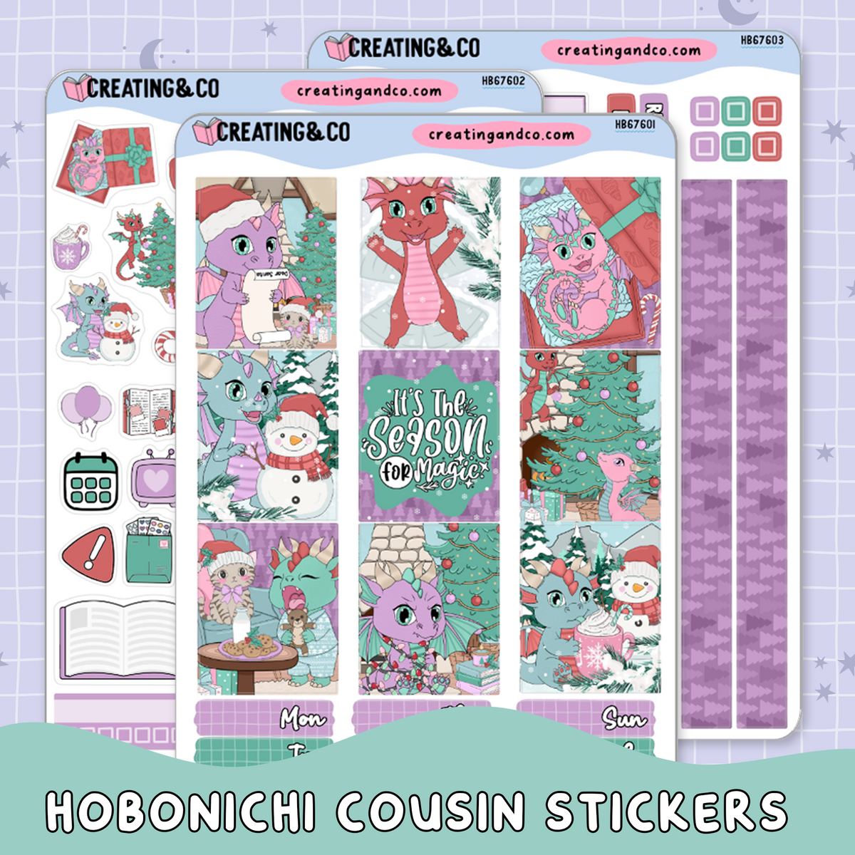 Snowflakes + Scales Hobonichi Cousin Weekly Planner Kit - 1.3" Stickers - HB676