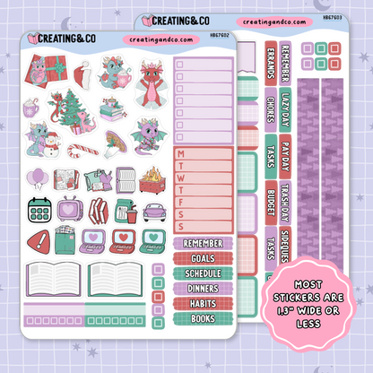 Snowflakes + Scales Hobonichi Cousin Weekly Planner Kit - 1.3" Stickers - HB676