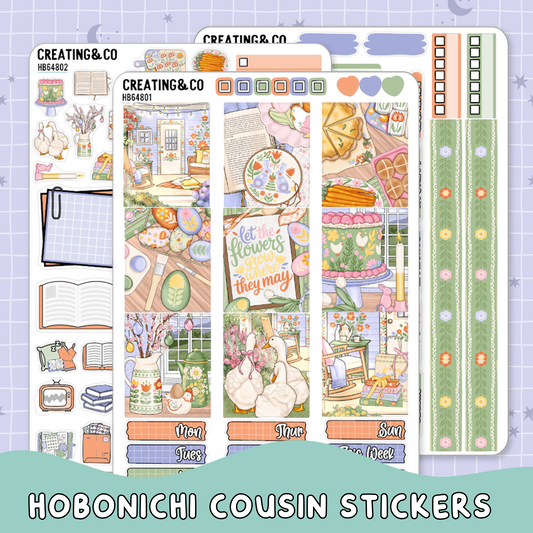 Wildflower Cottage Hobonichi Cousin Weekly Planner Kit - 1.3" Stickers - HB648