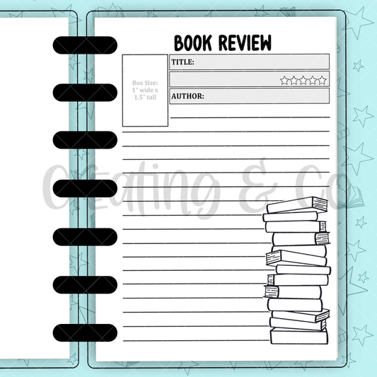 Book Review Insert for Build Your Own Book Journal System - Bookstack