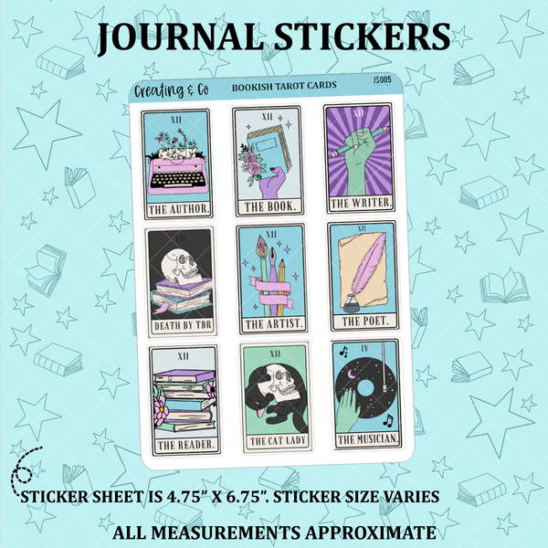 Bookish Tarot Cards - Spooky Library - Journal Stickers - JS005