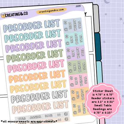 Journal Header Sticker Sheet Bundle