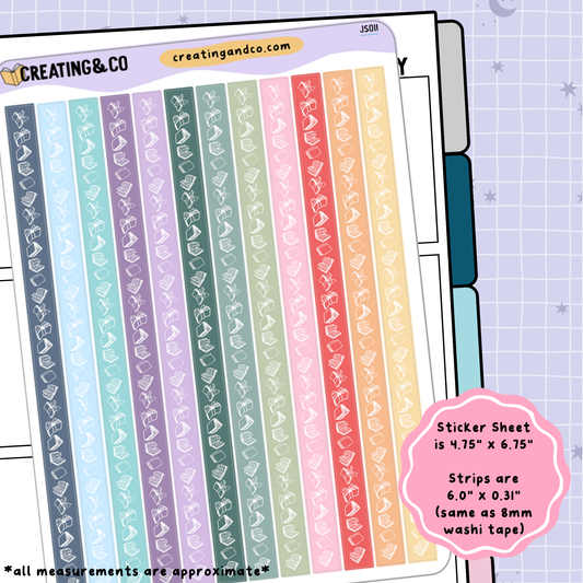 Thin Washi Strips Planner Sticker Sheet - JS011