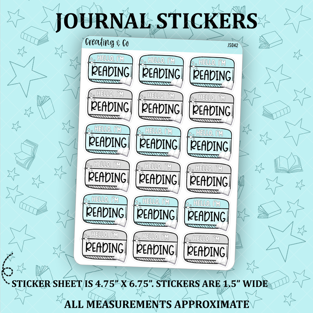 Reading Name Tag Journal Deco Stickers - JS042