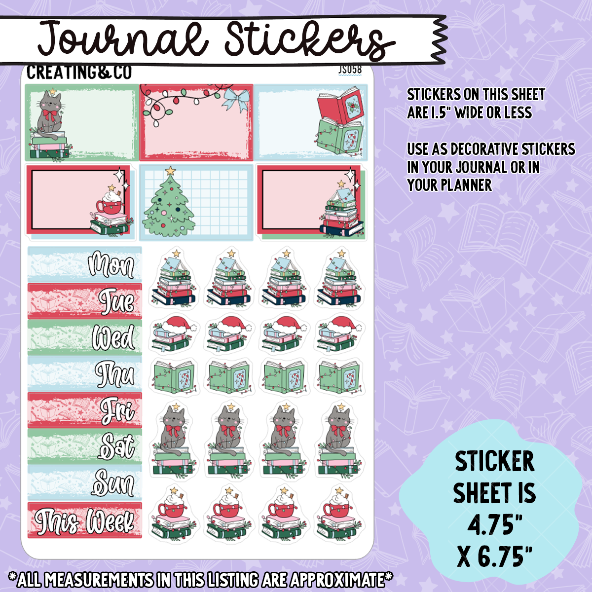 Christmas Reads Decorative Labels and Functional Stickers Sheet - JS058