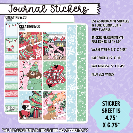 Christmas Cats & Dogs Mini Weekly Kit and Journal Stickers - JS061