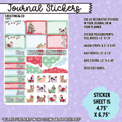 Christmas Cats & Dogs Mini Weekly Kit and Journal Stickers - JS061