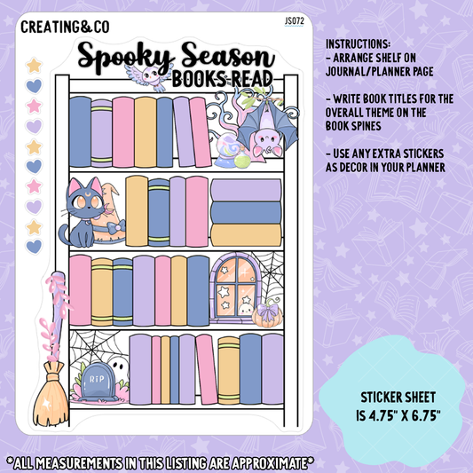 Pastel Spooky Season To Be Read Decorative Bookshelf Sticker Set - JS072