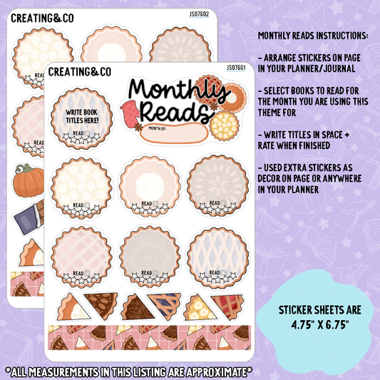 November Pie To Be Read Decorative Sticker Set - JS076