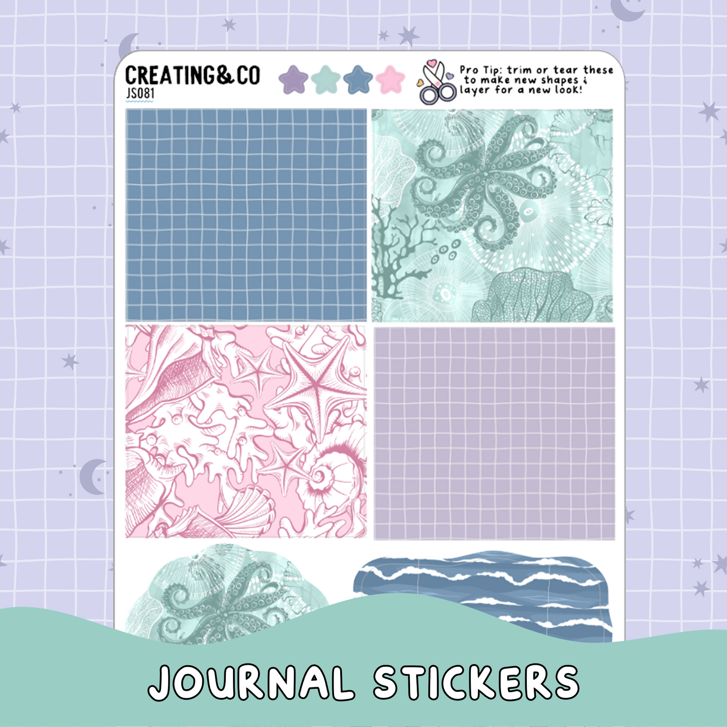 Siren Washi Boxes & Deco Planner Sticker Sheet - JS081