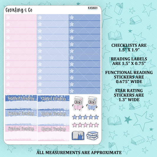 Love & Books Checklists + Reading Sticker Kit Add On for Weekly Planner Kit  - KA50601