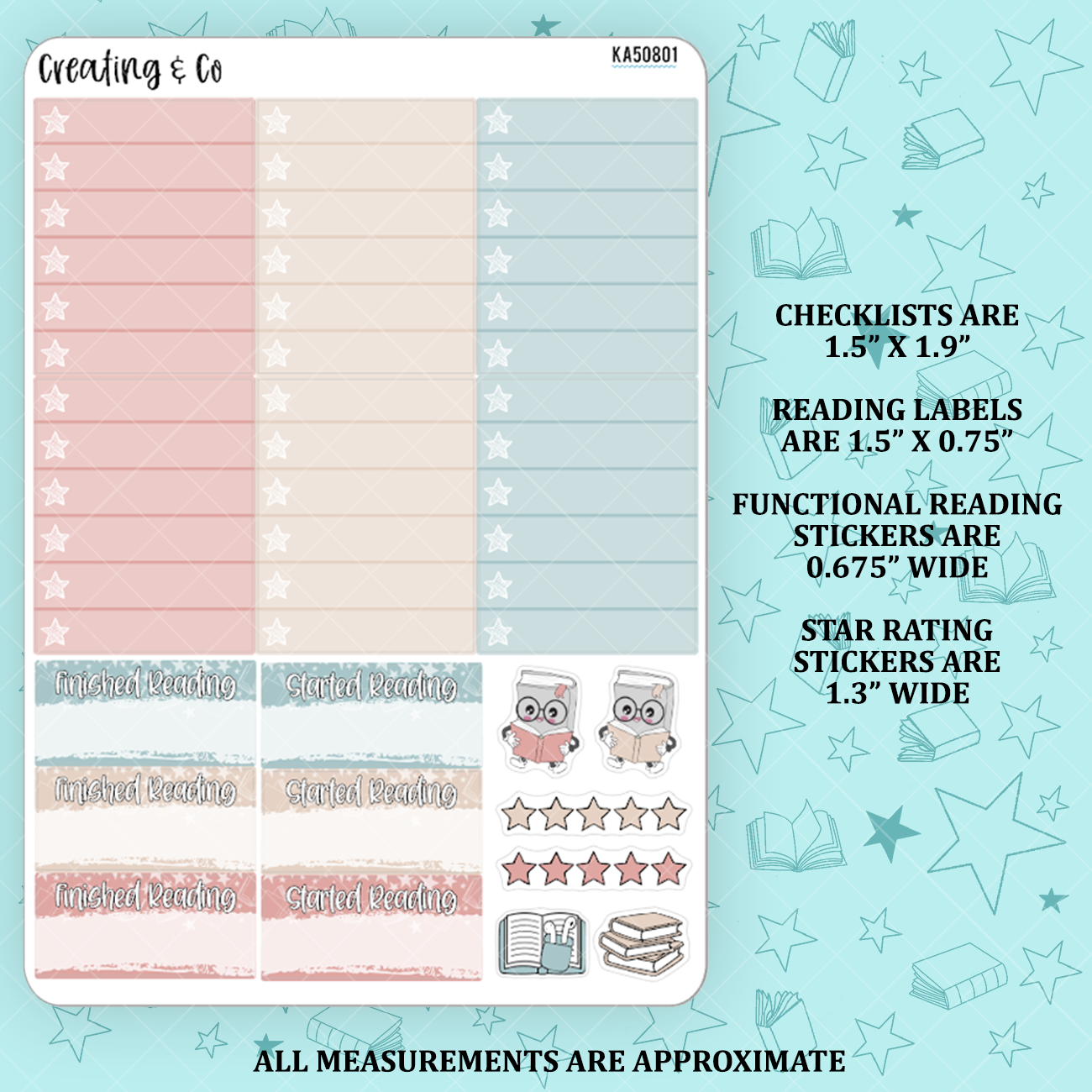 Magical Library Checklists + Reading Sticker Kit Add On for Weekly Planner Kit  - KA50801