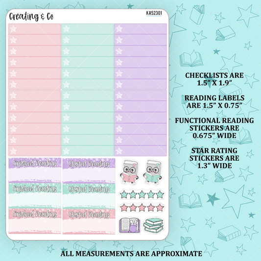 Scoops of Books Checklists + Reading Sticker Kit Add On for Weekly Planner Kit  - KA52301