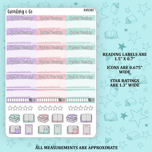 Scoops of Books Reading Sticker Kit Add On for Weekly Planner Kit  - KA52303