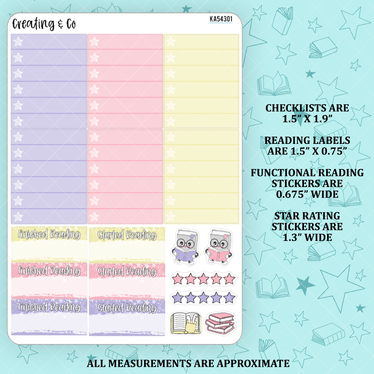 Sweet Reads Coquette Books Checklists + Reading Sticker Kit Add On for Weekly Planner Kit  - KA54301