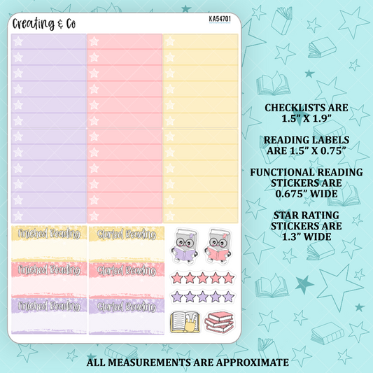 Back to School Checklists + Reading Sticker Kit Add On for Weekly Planner Kit  - KA54701