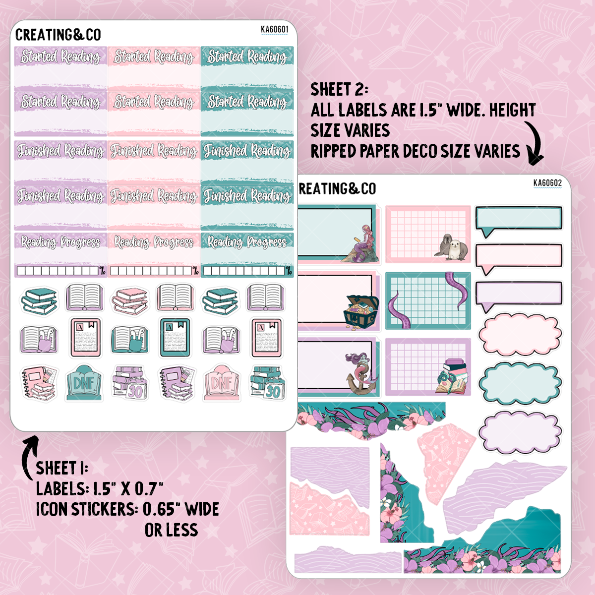 Treasure Tide Mermaid Lagoon Weekly Kit Add On Sticker Sheets - KA606