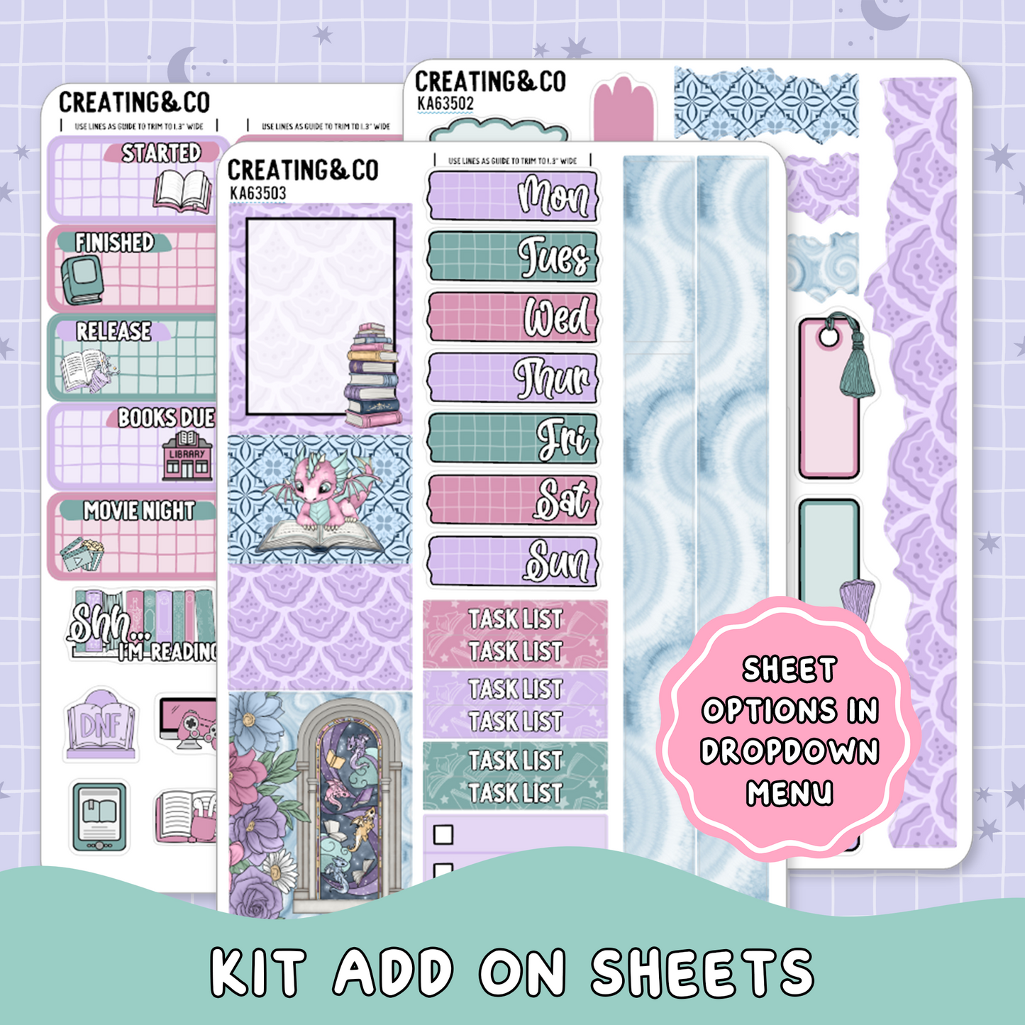 Chasing Dragons Weekly Kit Add On Planner Sticker Sheets - KA635