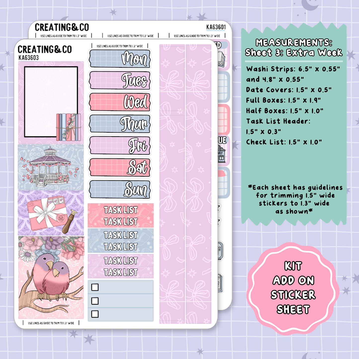 Love Stories Weekly Kit Add On Planner Sticker Sheets - KA636
