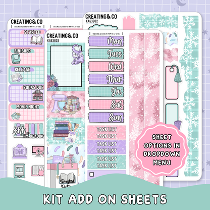 Frosted Fiction Winter Reading Challenge Weekly Kit Add On Planner Sticker Sheets - KA638