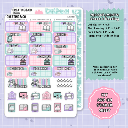 Frosted Fiction Winter Reading Challenge Weekly Kit Add On Planner Sticker Sheets - KA638