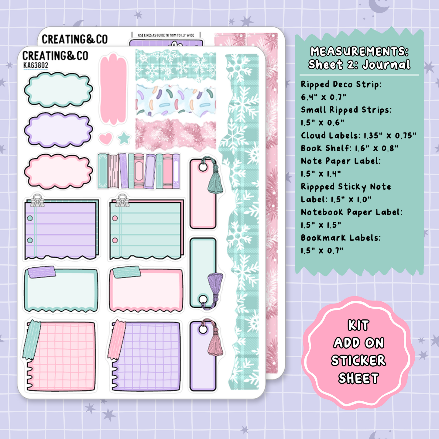 Frosted Fiction Winter Reading Challenge Weekly Kit Add On Planner Sticker Sheets - KA638