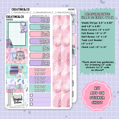 Frosted Fiction Winter Reading Challenge Weekly Kit Add On Planner Sticker Sheets - KA638
