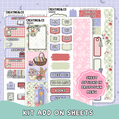 Floral Fables Spring Reading Challenge Weekly Kit Add On Planner Sticker Sheets - KA644