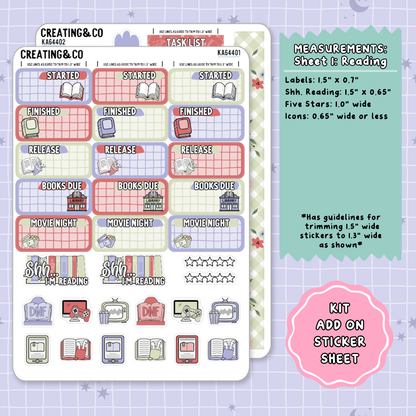 Floral Fables Spring Reading Challenge Weekly Kit Add On Planner Sticker Sheets - KA644