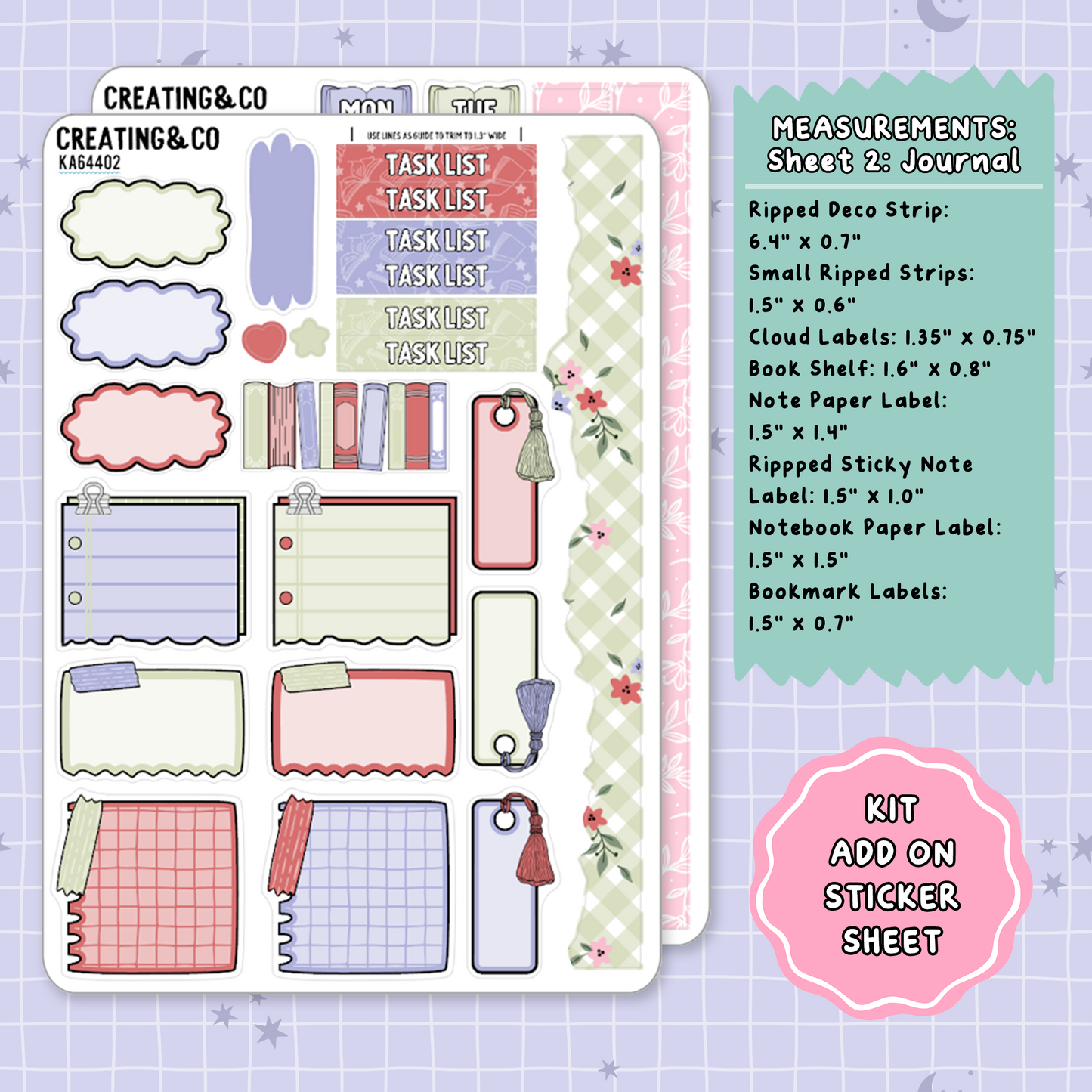 Floral Fables Spring Reading Challenge Weekly Kit Add On Planner Sticker Sheets - KA644