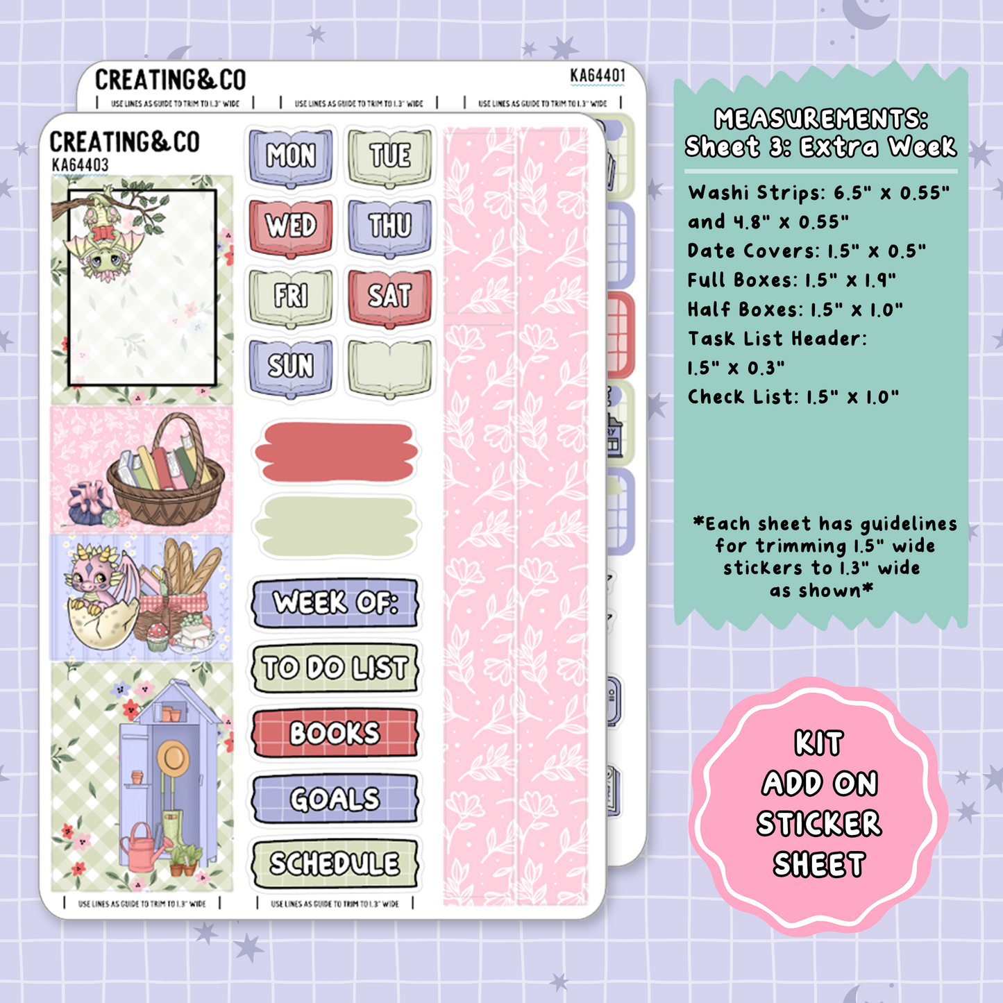 Floral Fables Spring Reading Challenge Weekly Kit Add On Planner Sticker Sheets - KA644
