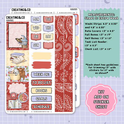 Country Cottage Spring Weekly Kit Add On Planner Sticker Sheets - KA645