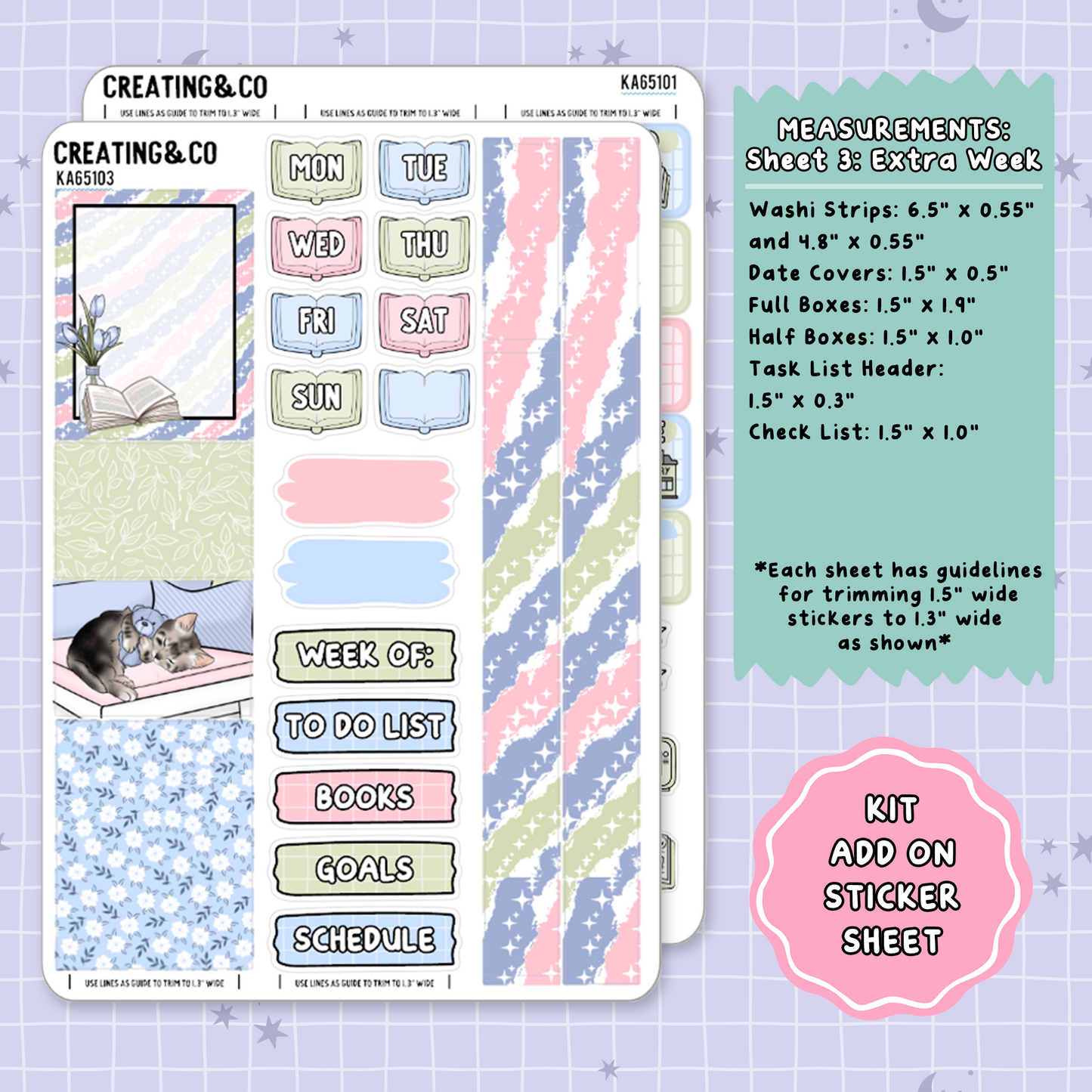 Rest & Recharge Mother's Day Weekly Kit Add On Planner Sticker Sheets - KA651