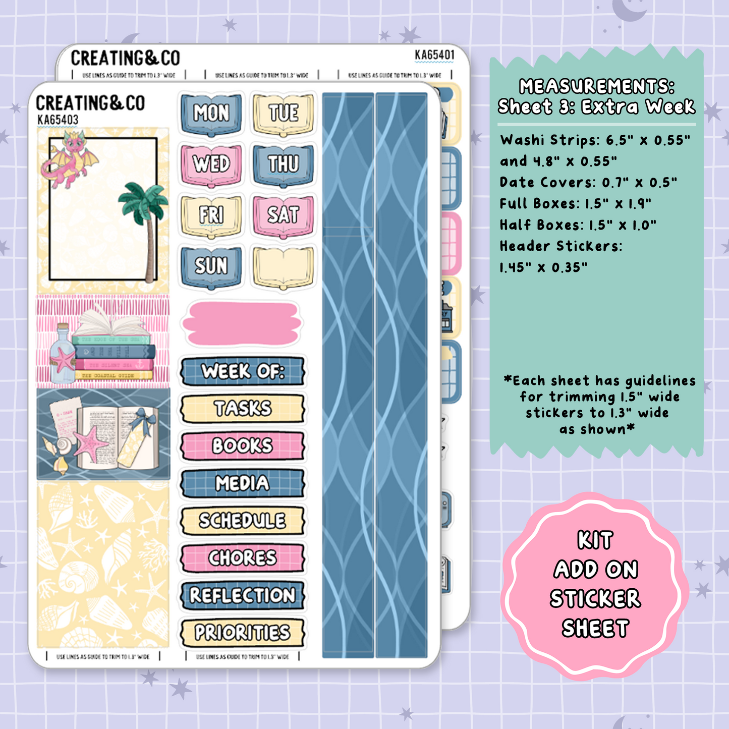 Dragon Isle Summer Reading Challenge Weekly Kit Add On Planner Sticker Sheets - KA654