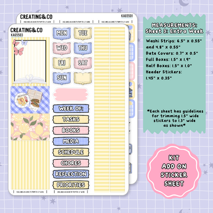 Pink Lemonade Weekly Kit Add On Planner Sticker Sheets - KA655