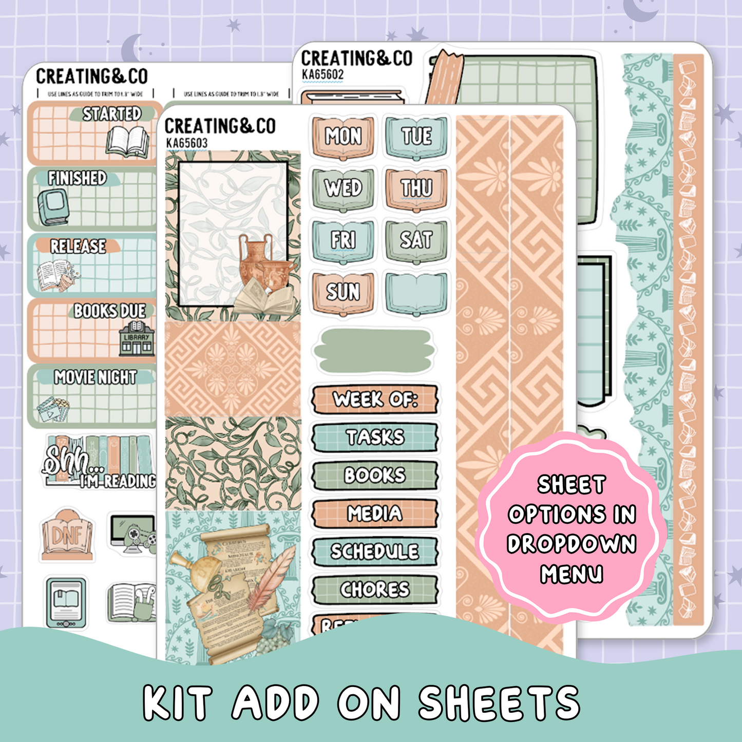 Pantheon of Pages Weekly Kit Add On Planner Sticker Sheets - KA656
