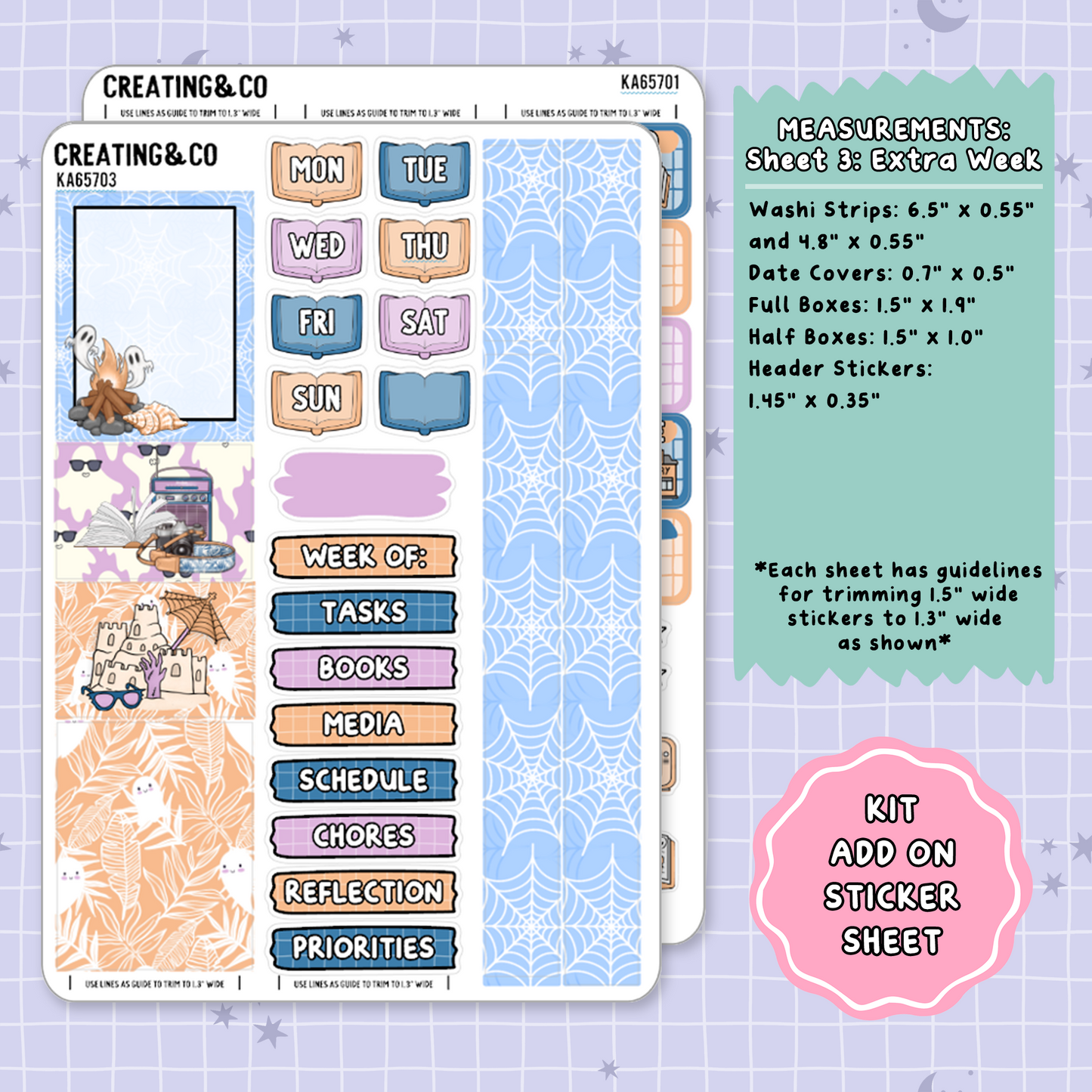 Spirit Beach Weekly Kit Add On Planner Sticker Sheets - KA657