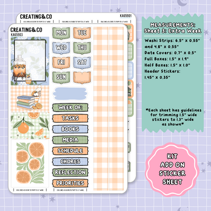 Orange Grove Weekly Kit Add On Planner Sticker Sheets - KA659