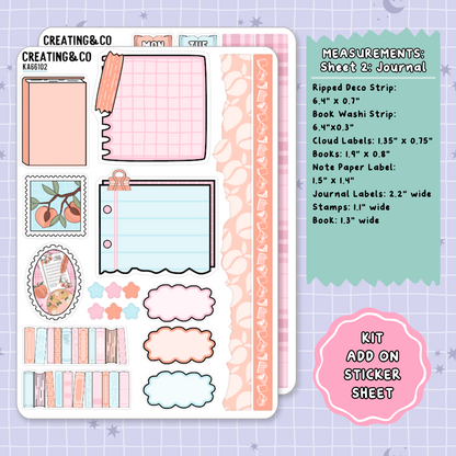 Sweet as a Peach Weekly Kit Add On Planner Sticker Sheets - KA661