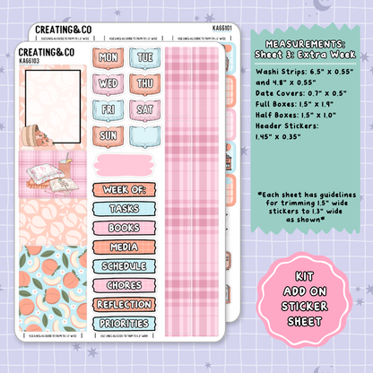 Sweet as a Peach Weekly Kit Add On Planner Sticker Sheets - KA661