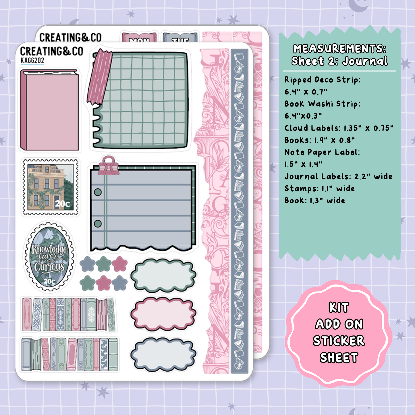 Curious Academia Weekly Kit Add On Planner Sticker Sheets - KA662